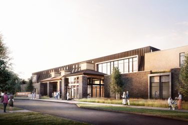 Main Entrance to the New Community Center Inspired by Kahn’s bath house and other designs he created as part of his master plan for the site.